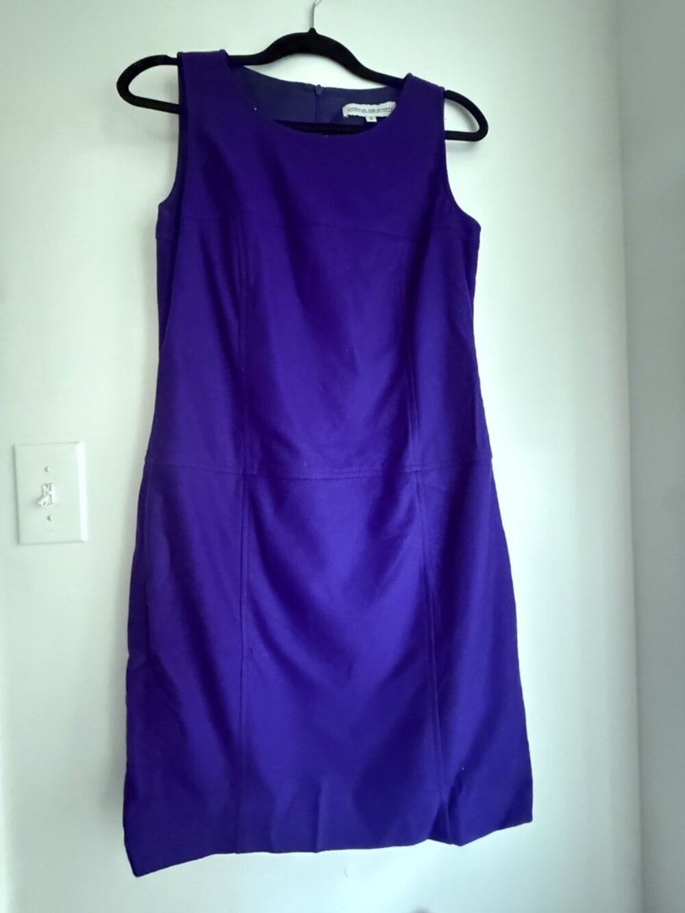 Donna Degnan Purple Sleeveless Wool Sheath Dress Sz 4 Lined